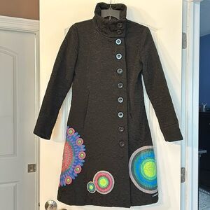 Desigual Jacquard Embroidered Mandala Long Coat - 38